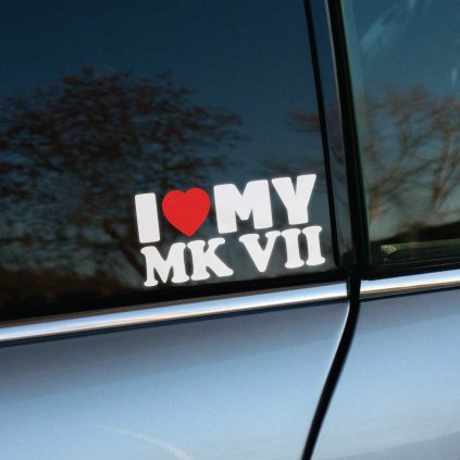 Nálepka „I ♥ MY MKVII“ pre fanúšikov siedmej generácie Golf alebo Passat.