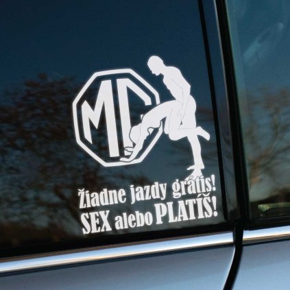 Plotrovaná nálepka s logom MG, provokatívnym grafickým motívom a odvážnym textom. Ideálna pre fanúšikov netradičného a kontroverzného humoru.