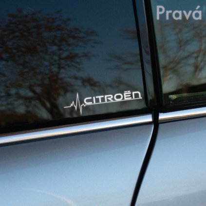 Plotrovaná nálepka s novým logom Citroën, doplneným o dynamickú EKG krivku symbolizujúcu rytmus motoristického života. Dizajn pre pravú verziu.