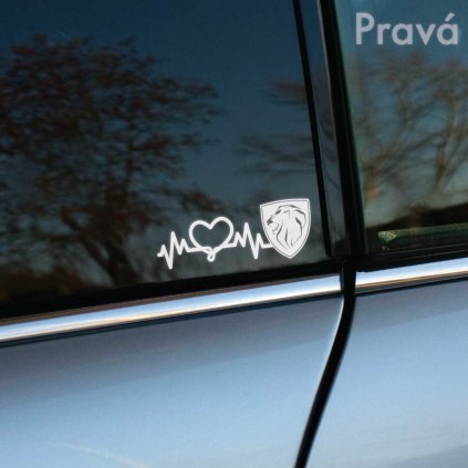 Plotrovaná nálepka s novým logom Peugeot, pulzujúcou stopou života a symbolom vášne pre jazdu, ktorá je srdcom každého vodiča. Variant s logom na pravej strane.