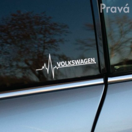 Plotrovaná nálepka so srdcovou krivkou a nápisom Volkswagen, prevedenie určené pre pravú stranu vozidla.