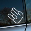 Plotrovaná nálepka ruky s gestom „shocker“ v jednoduchom líniovom prevedení. Originálna a odvážna nálepka na auto.
