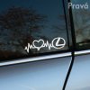 Na fotografii je zobrazené bočné okno automobilu značky Lexus, na ktorom je nalepená biela nálepka. Nálepka zobrazuje motív srdcového tepu so srdcom a logom Lexus, čo symbolizuje vášeň a oddanosť tejto luxusnej značke. Táto elegantná dekorácia je ideálna pre majiteľov vozidiel Lexus, ktorí chcú pridať osobný a štýlový dotyk svojmu autu. Nálepka na tmavom skle vytvára výrazný kontrast, čo ešte viac zvýrazňuje jej moderný a čistý dizajn. Perfektný doplnok pre všetkých fanúšikov značky Lexus.