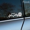 Biela nálepka na aute značky Fiat s motívom srdca a krivky EKG. Nálepka na zadnom okne auta zvýrazňuje lásku k značke Fiat a pridáva osobitý štýl vozidlu. Ideálna pre milovníkov áut hľadajúcich originálne auto nálepky.