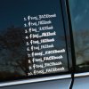 Plotrovaná nálepka na auto s Facebook menom a logom, dostupná v 10 rôznych štýloch písma – ideálna na prispôsobenie podľa vkusu.