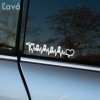 Plotrovaná nálepka Tesla s EKG krivkou, baterkami, srdcom a logom, ideálna na ľavú stranu auta.