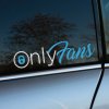Plotrovaná nálepka textu "OnlyFans" so symbolom zámku, vtipný a provokatívny motív nálepky na auto pre fanúšikov.