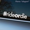 Na fotografii je biela nálepka s nápisom „#rideordie“ v elegantnom a jednoduchom písme, nalepená na zadnom okne auta. Tento minimalistický dizajn je ideálny pre automobilových nadšencov, ktorí chcú vyjadriť svoju vášeň pre jazdu bez zbytočných ozdôb. Nálepka pôsobí čisto a moderne, dodáva vozidlu decentný, ale zároveň sebavedomý vzhľad, vhodný pre tých, ktorí preferujú štýlovú, no neprehnanú estetiku.