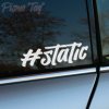 Plotrovaná nálepka #static v originálnom graffiti tag štýle s plynulými líniami a výrazným vizuálom mestskej subkultúry.