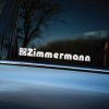 Plotrovaná nálepka na auto s logom Zimmermann, zaoblené písmo doplnené typickým symbolom „Z“ v štvorcovom rámčeku.