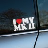 Plotrovaná nálepka s textom „I ♥ MY MKII“, ideálna pre druhú generáciu Golf alebo Passat.