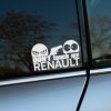 Plotrovaná nálepka s novým logom Renault a textom „DON'T touch my“, kde zamračená tvár mieri pištoľou na vystrašenú. Vtipný, no výstražný doplnok pre auto.