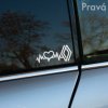 Plotrovaná nálepka s novým logom Renault prepojeným s pulzujúcou líniou a srdcom, symbolizujúcim spojenie vodiča s jeho vozidlom. Variant s logom na pravej strane.