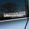 Plotrovaná nálepka DEATHMACHINE s katanu a japonským nápisom, vhodná pre milovníkov bojového štýlu a JDM kultúry.