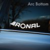 Plotrovaná nálepka RONAL s oblúkovým nápisom smerom nadol a dynamickým logom, nálepka na auto pre fanúšikov kolies Ronal.