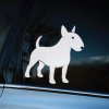 Plotrovaná nálepka na auto s jednoduchým siluetovým motívom bullteriéra bez textu, vhodná pre milovníkov plemena.