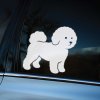 Plotrovaná nálepka na auto s jednoduchou siluetou bichona bez textu, elegantná voľba pre každé vozidlo.