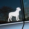 Plotrovaná nálepka na auto s dynamickou siluetou rotvajlera bez textu, decentný doplnok pre fanúšikov silných plemien.