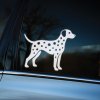 Plotrovaná nálepka na auto s typickým siluetovým motívom dalmatínca bez textu, decentná a nadčasová.