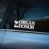 Plotrovaná nálepka presýpacích hodín v tvare sŕdc s kvapkami a veľkým anglickým nápisom v dvoch radoch ORGAN DONOR.
