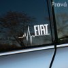 Na obrázku je detail bočného okna automobilu Fiat s nálepkou "Fiat" a motívom pulzovej čiary v bielej farbe. Táto nálepka vyniká na tmavom pozadí okna, čím dodáva vozidlu moderný a dynamický vzhľad. Ideálna pre majiteľov a fanúšikov značky Fiat, ktorí chcú svoje auto personalizovať a vyjadriť svoju vášeň pre túto taliansku automobilovú značku. Perfektný doplnok pre zvýraznenie štýlu a individuality vášho vozidla Fiat.