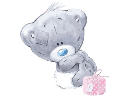 Méďa s dárkem růžový