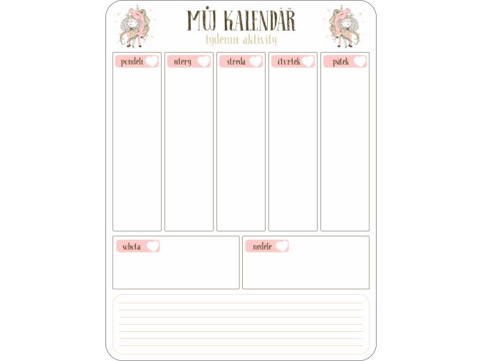 kalendar princezna a jednorozec