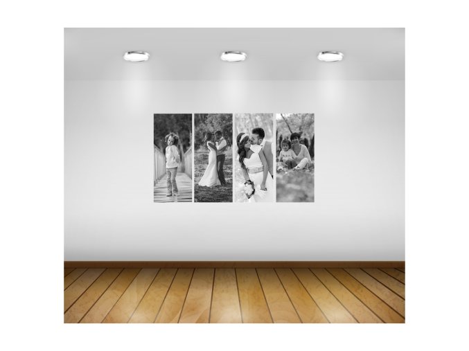 Sada 4 pláten 30x70cm v černobílém provedení