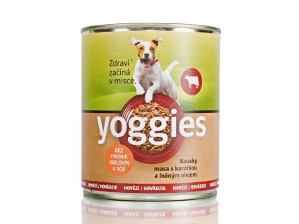 682 800g yoggies hovezi konzerva pro psy s karotkou a lnenym olejem