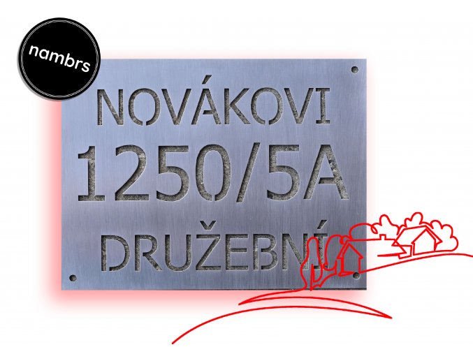 Domovní cedulka z broušeného nerezového plechu