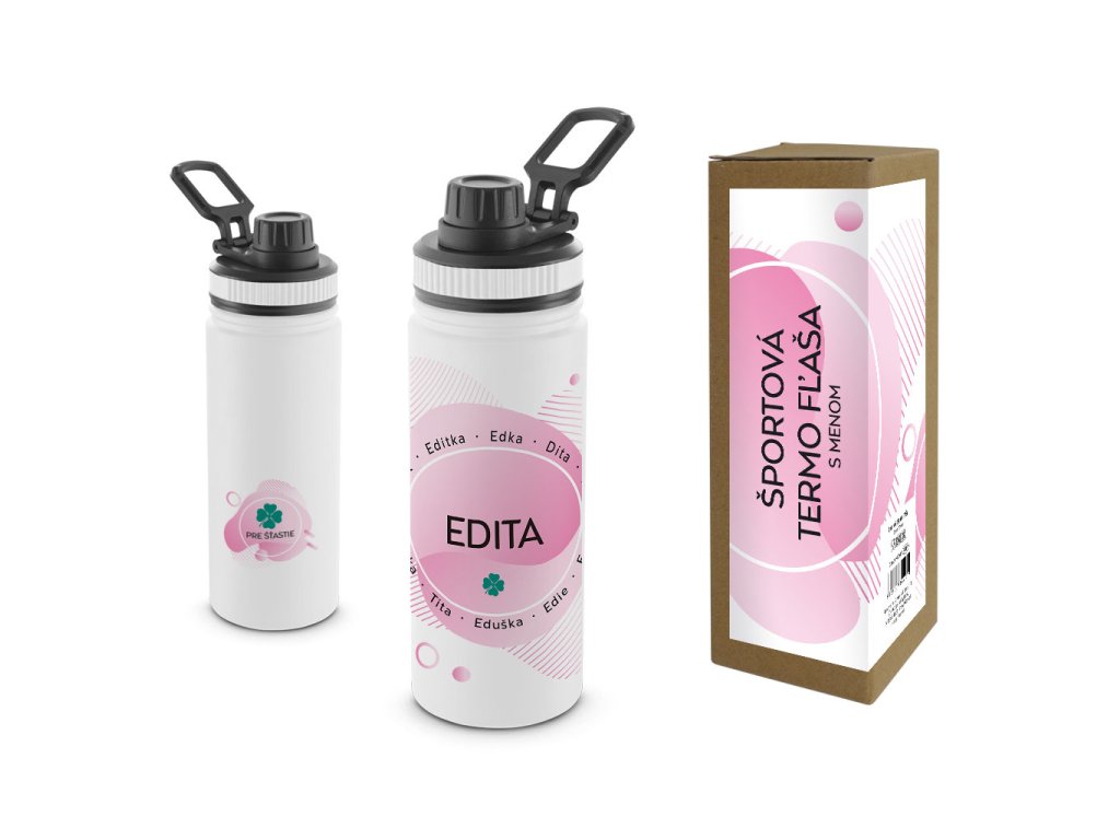 Termofľaša s menom EDITA (Farba motívu Fialová, Produkt Termoska)