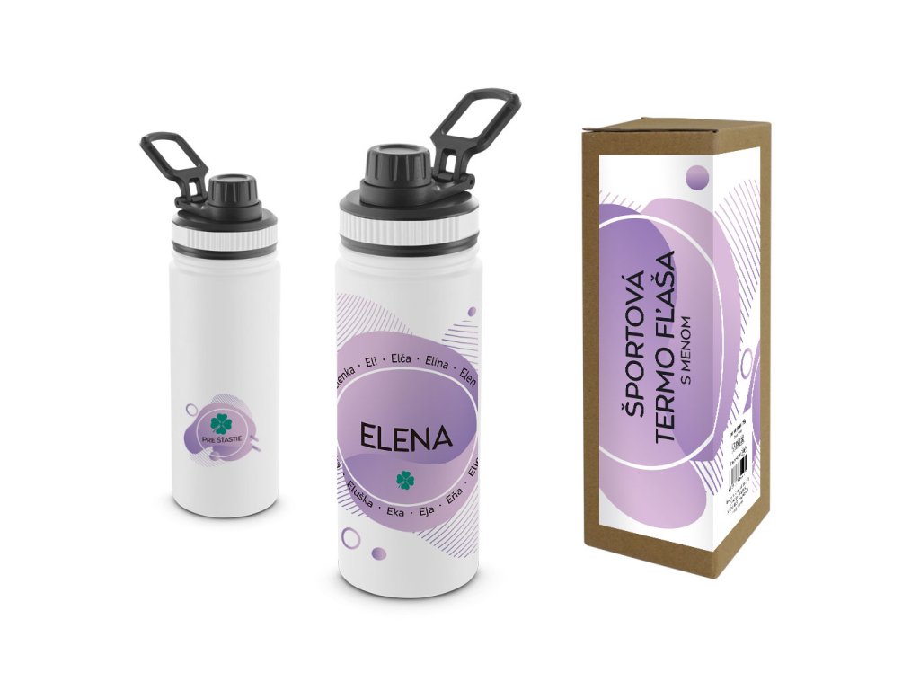Termofľaša s menom ELENA (Farba motívu Fialová, Produkt Termoska)