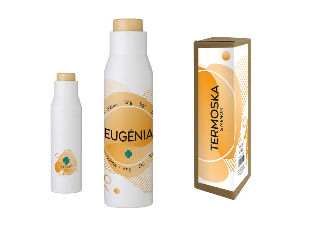 Termofľaša s menom EUGÉNIA (Farba motívu Fialová, Produkt Termoska)