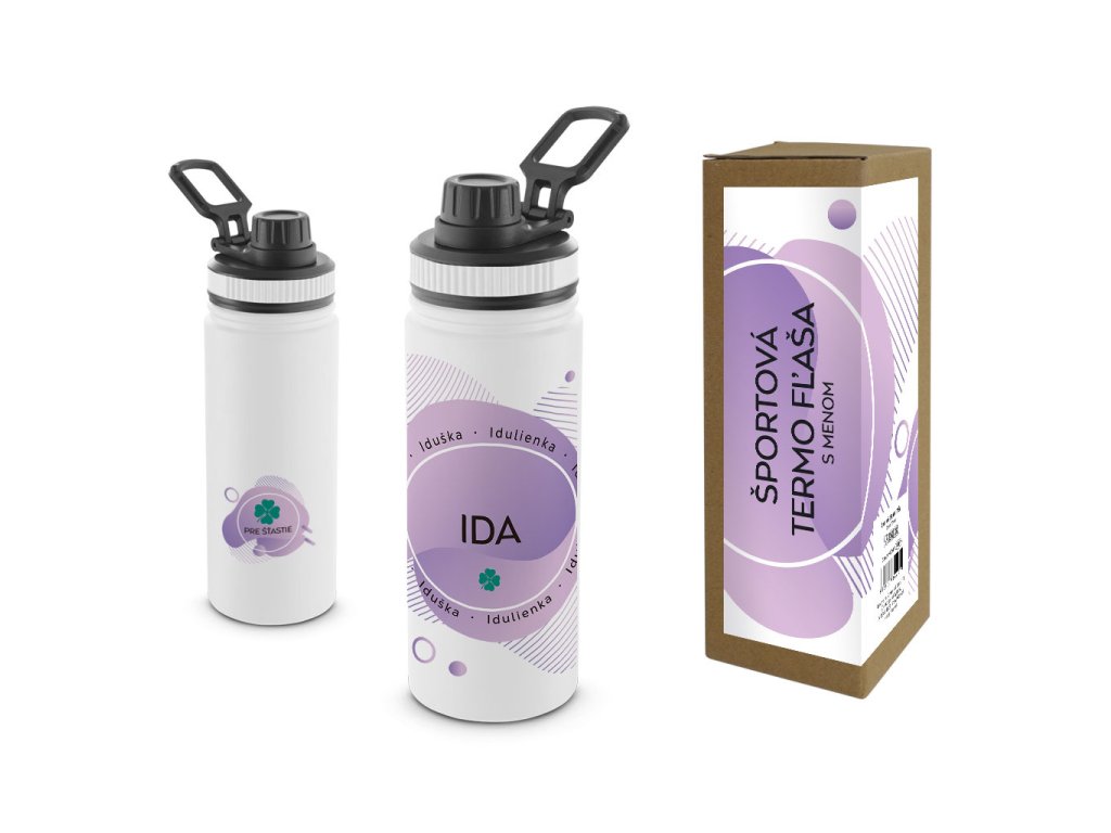 Termofľaša s menom IDA (Farba motívu Fialová, Produkt Termoska)