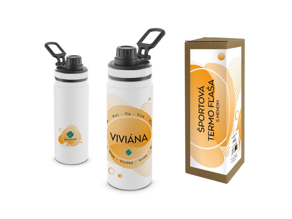 Termofľaša s menom VIVIÁNA (Farba motívu Fialová, Produkt Termoska)