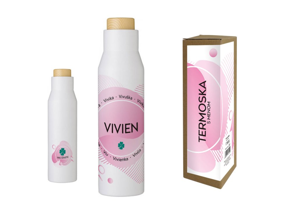 Termofľaša s menom VIVIEN (Farba motívu Fialová, Produkt Termoska)
