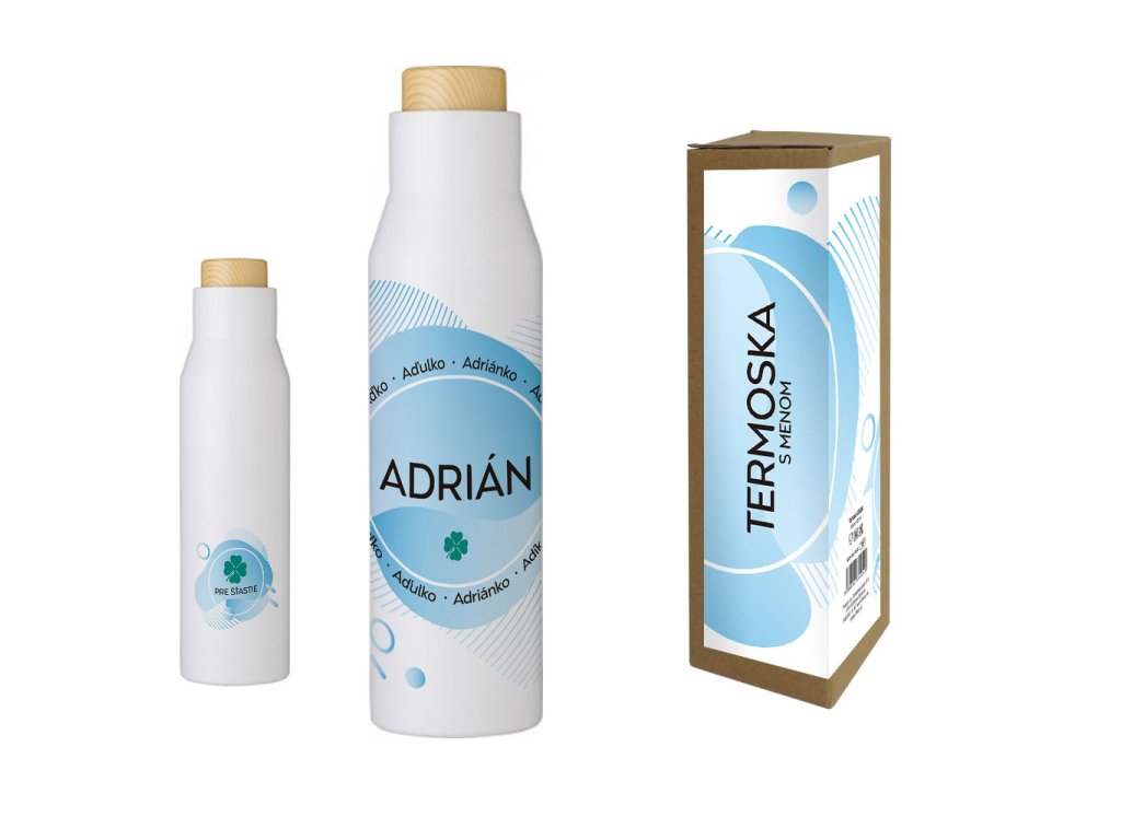Termofľaša s menom ADRIÁN (Farba motívu Hnedá, Produkt Termoska)