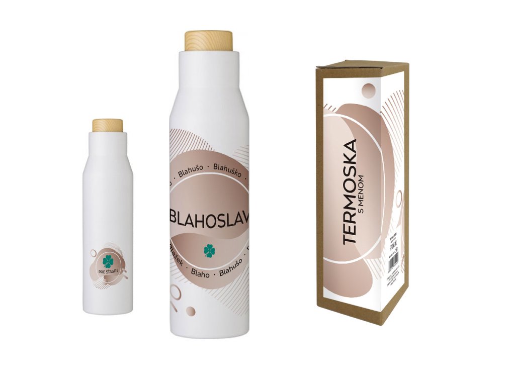 Termofľaša s menom BLAHOSLAV (Farba motívu Hnedá, Produkt Termoska)