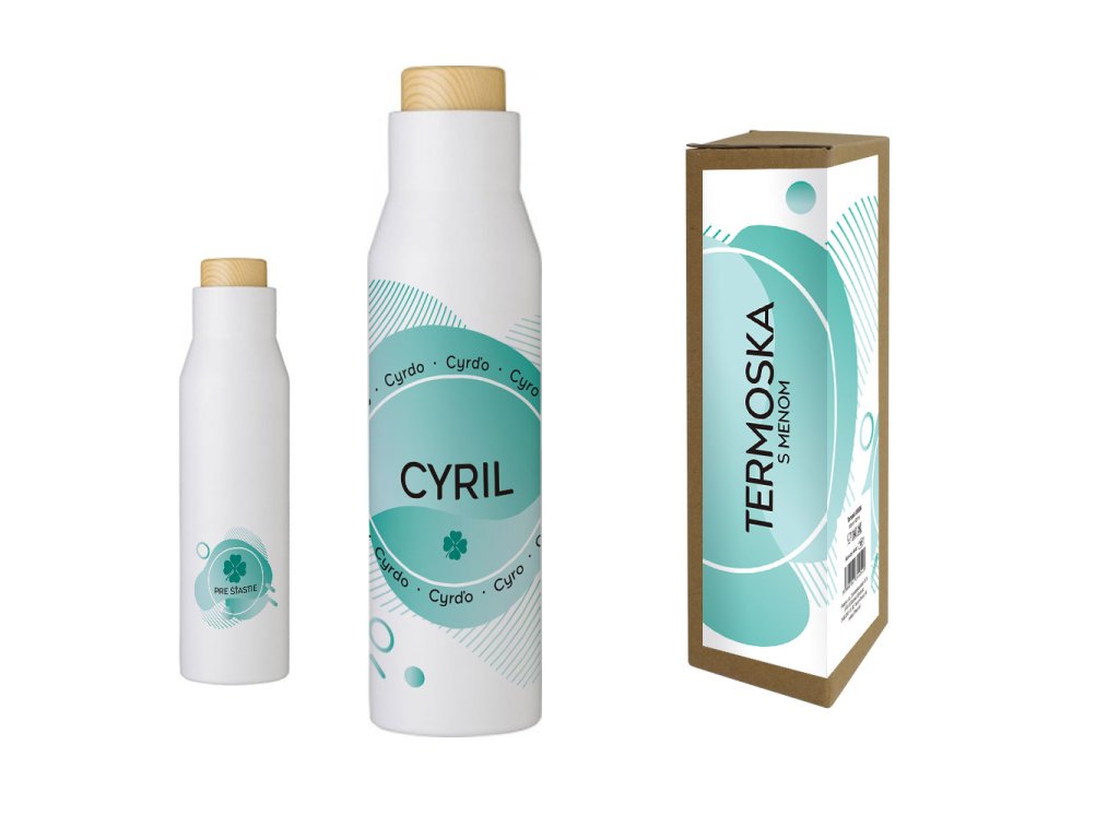 Termofľaša s menom CYRIL (Farba motívu Hnedá, Produkt Termoska)