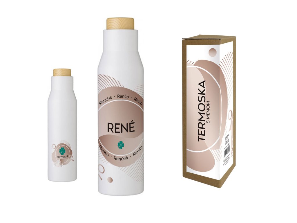 Termofľaša s menom RENÉ (Farba motívu Hnedá, Produkt Termoska)