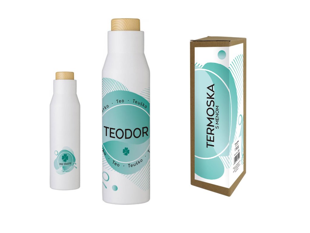 Termofľaša s menom TEODOR (Farba motívu Hnedá, Produkt Termoska)