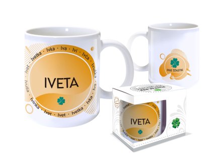 Hrnček s menom IVETA (Farba motívu Fialová)