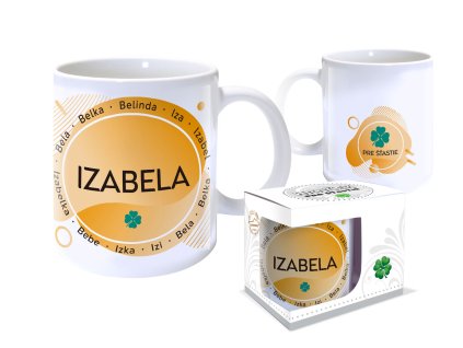 Hrnček s menom IZABELA (Farba motívu Fialová)