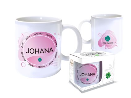 Hrnček s menom JOHANA (Farba motívu Fialová)