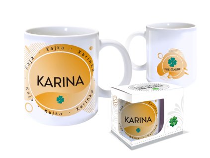 Hrnček s menom KARINA (Farba motívu Fialová)