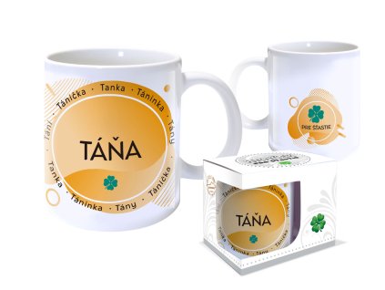 Hrnček s menom TÁŇA (Farba motívu Fialová)