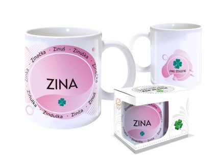 Hrnček s menom ZINA (Farba motívu Fialová)