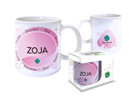 Hrnček s menom ZOJA (Farba motívu Fialová)