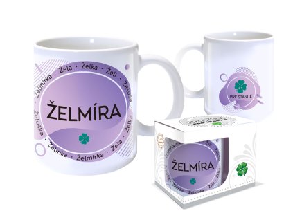 Hrnček s menom ŽELMÍRA (Farba motívu Fialová)