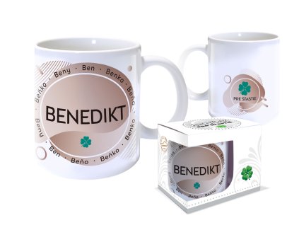 Hrnček s menom BENEDIKT (Farba motívu Hnedá)